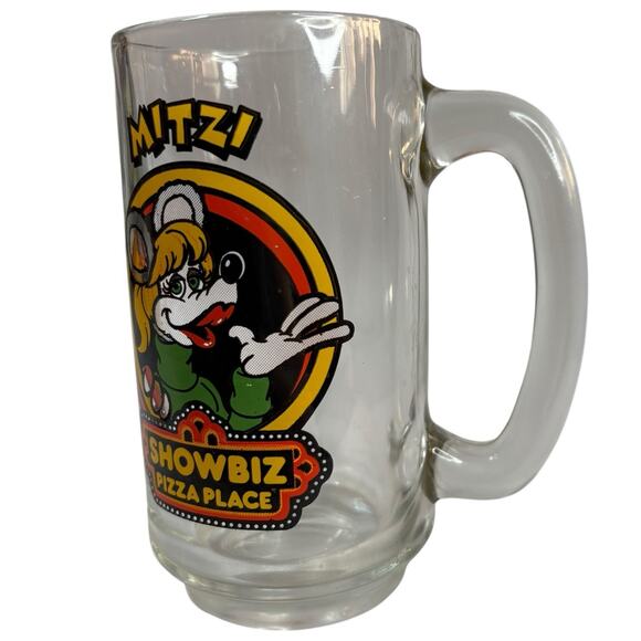 VTG 1980s Showbiz Pizza Place MITZI Character Glass Pilsner Mug Drinkware 12 OZ - Picture 8 of 15